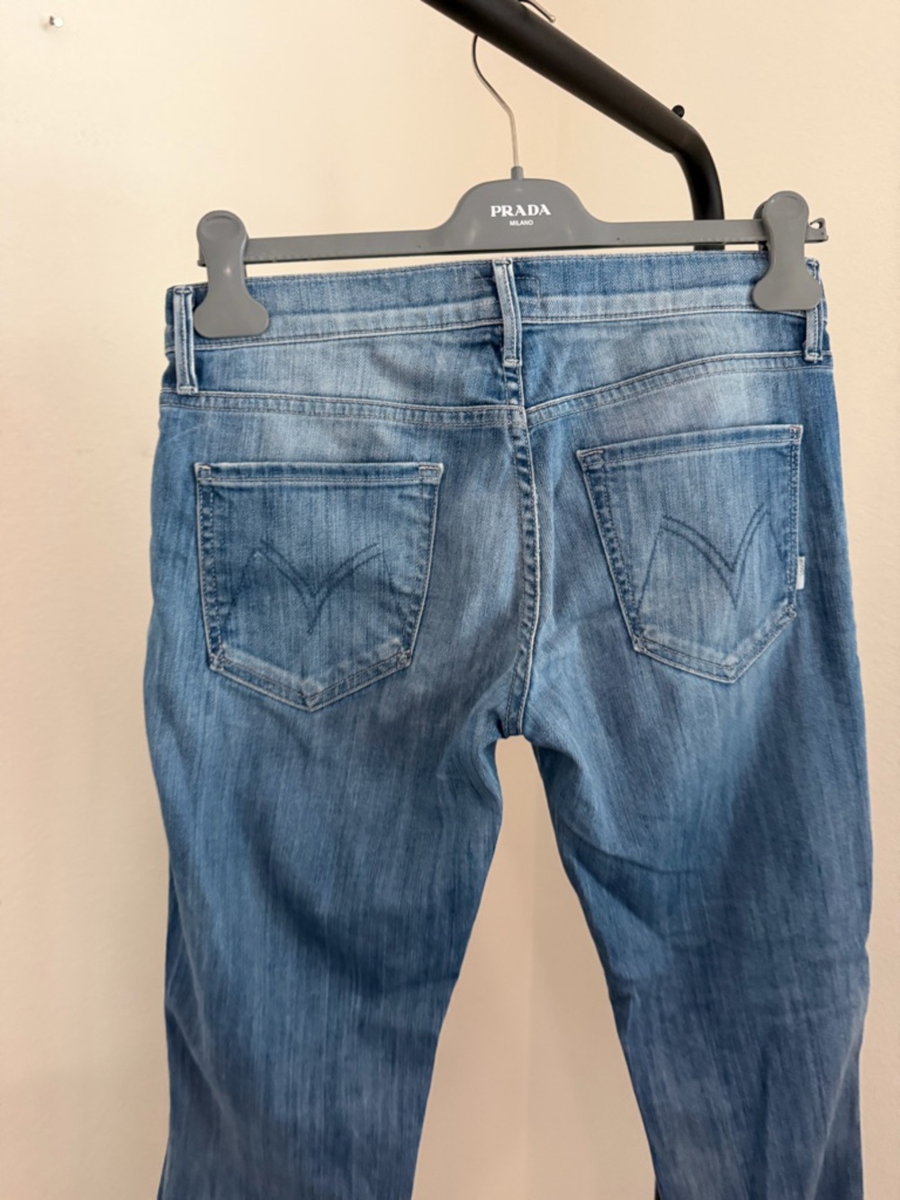 MOTHER Straight-Leg Mid Blue Jeans rascal raw hem - Picture 4 of 8